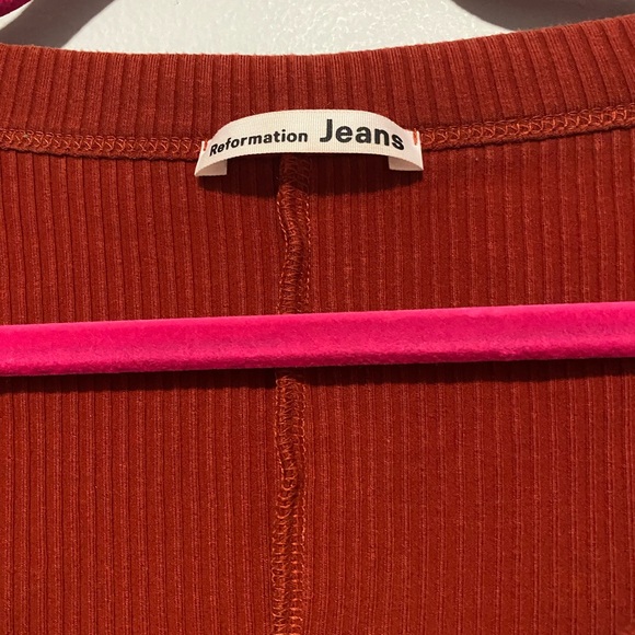Reformation Paige Long Sleeve Crop Top Terracotta Small - Picture 4 of 5